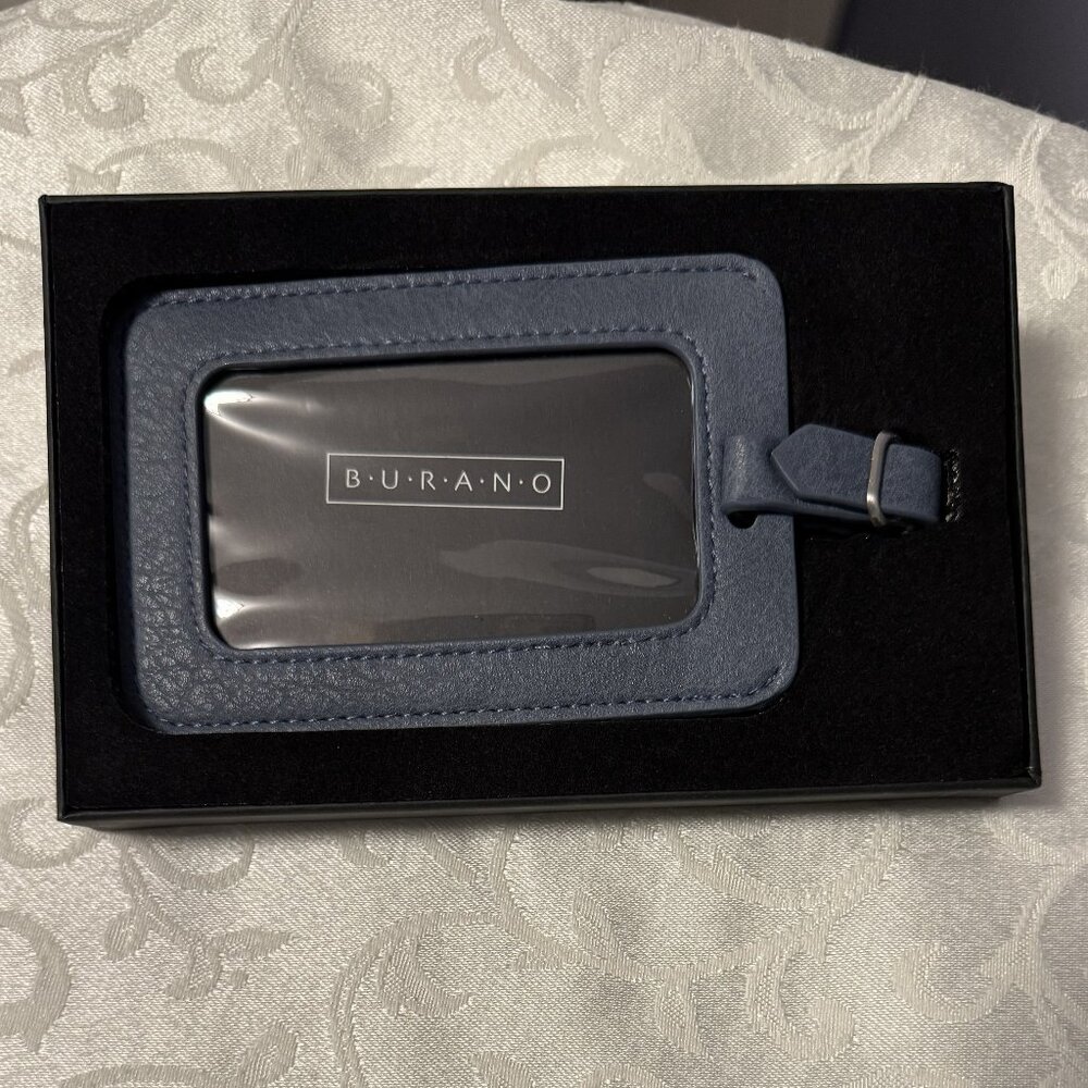 🎁NEW in Package Denim Color Burano  Vegan Leather Luggage Tags🎁